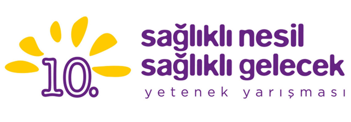 Arka fonu beyaz dikdörtgen olan resmin solunda mor renkte "10." yazıyor. Yazının etrafnda 6 sarı çizgi çember oluşturacak şekilde dizili. Şeklin sağında mor renkte "sağlıklı nesil sağlıklı gelecek yetenek yarışması" yazıyor.