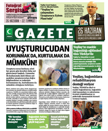 26 Haziran Dünya Uyuşturucu ile Mücadele Günü Özel Gazetesi