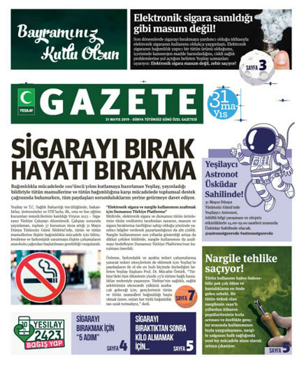 31 Mayıs Dünya Sigarasız Günü Gazetesi